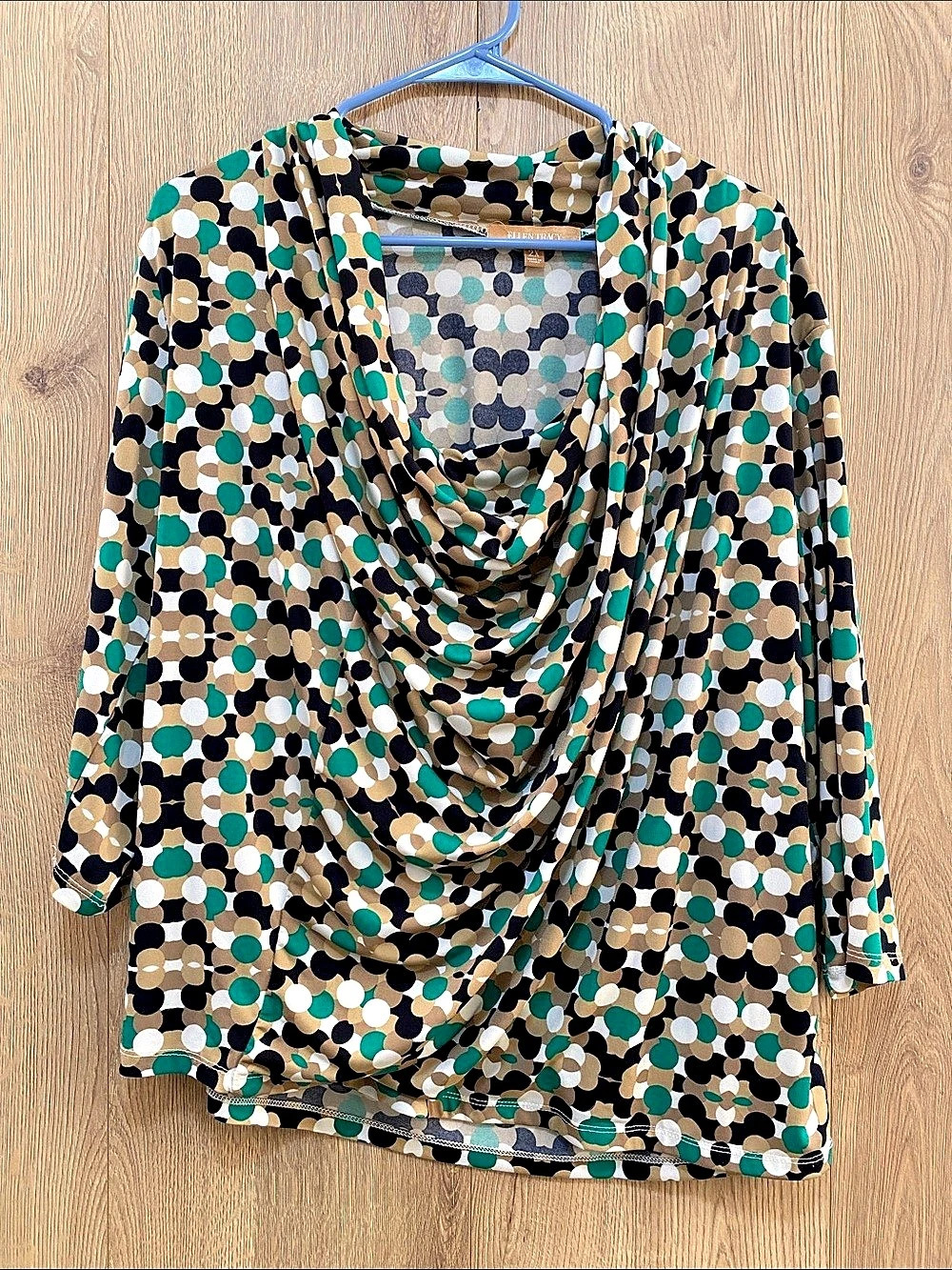 Ellen Tracy Geometric Tunic in Green & Black Size 2X